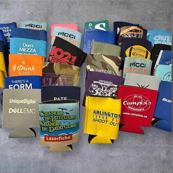 Lot of 61 Used Koozie Coolie Coozies‎ Drink Beer Soda Can Holder Advertising - Picture 6 of 7